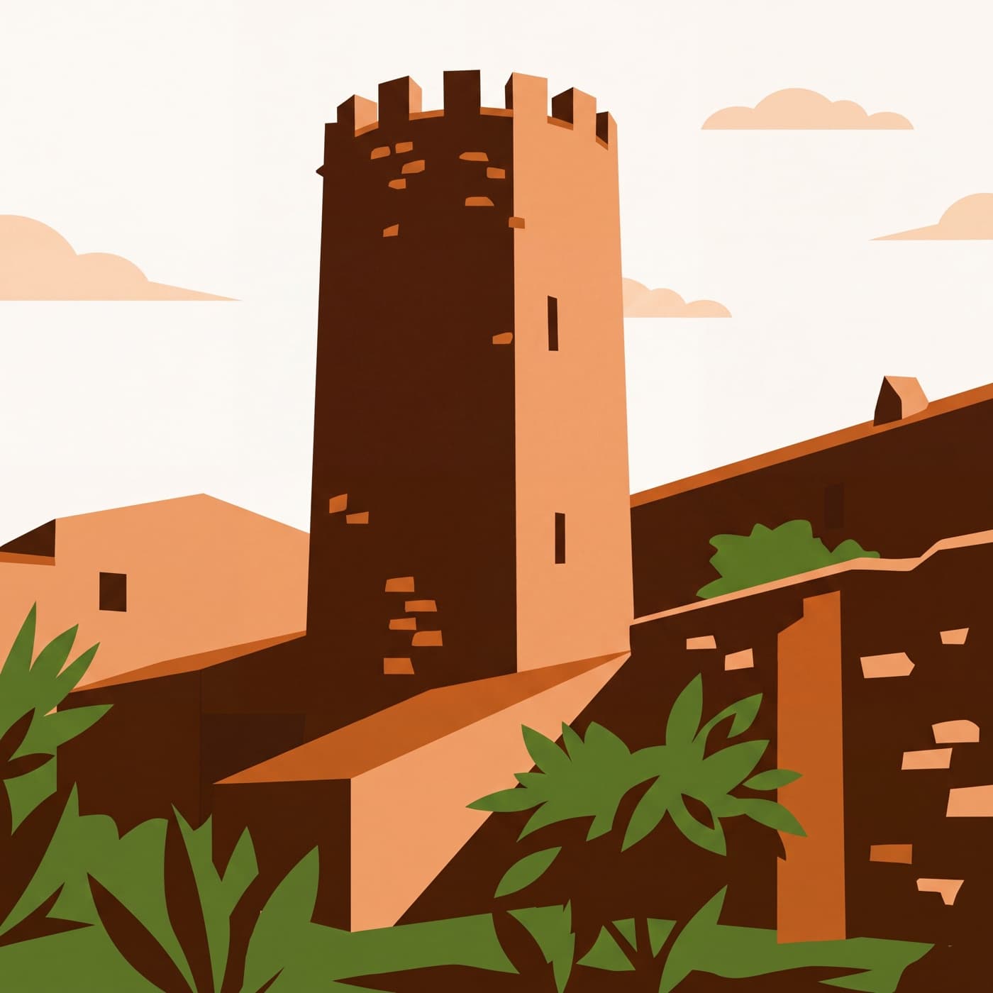 La Torre Medievale di Marzano di Nola vista dal basso, tra le case del borgo